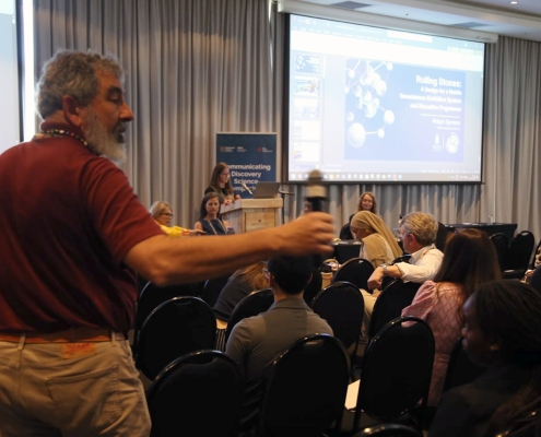 Robyn Symons (University of Witwatersrand, South Africa) introduced the 'Rolling Stones' mobile geosciences exhibition, developed to overcome public access challenges in Johannesburg.